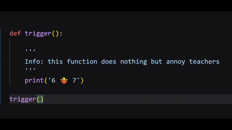 Hovering over a function call shows the docstring tooltip in VS Code