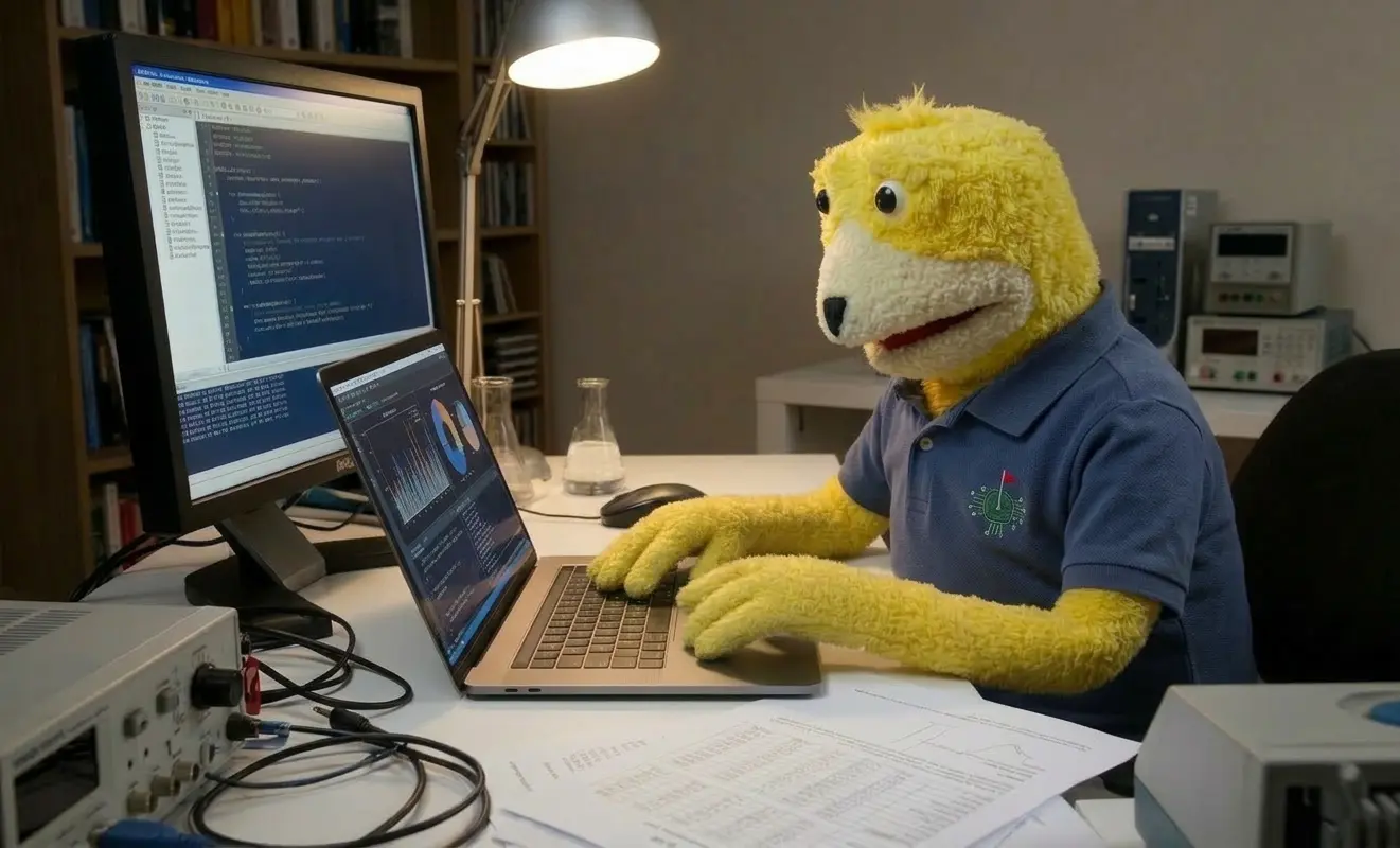 Flat_Eric working on his laptop