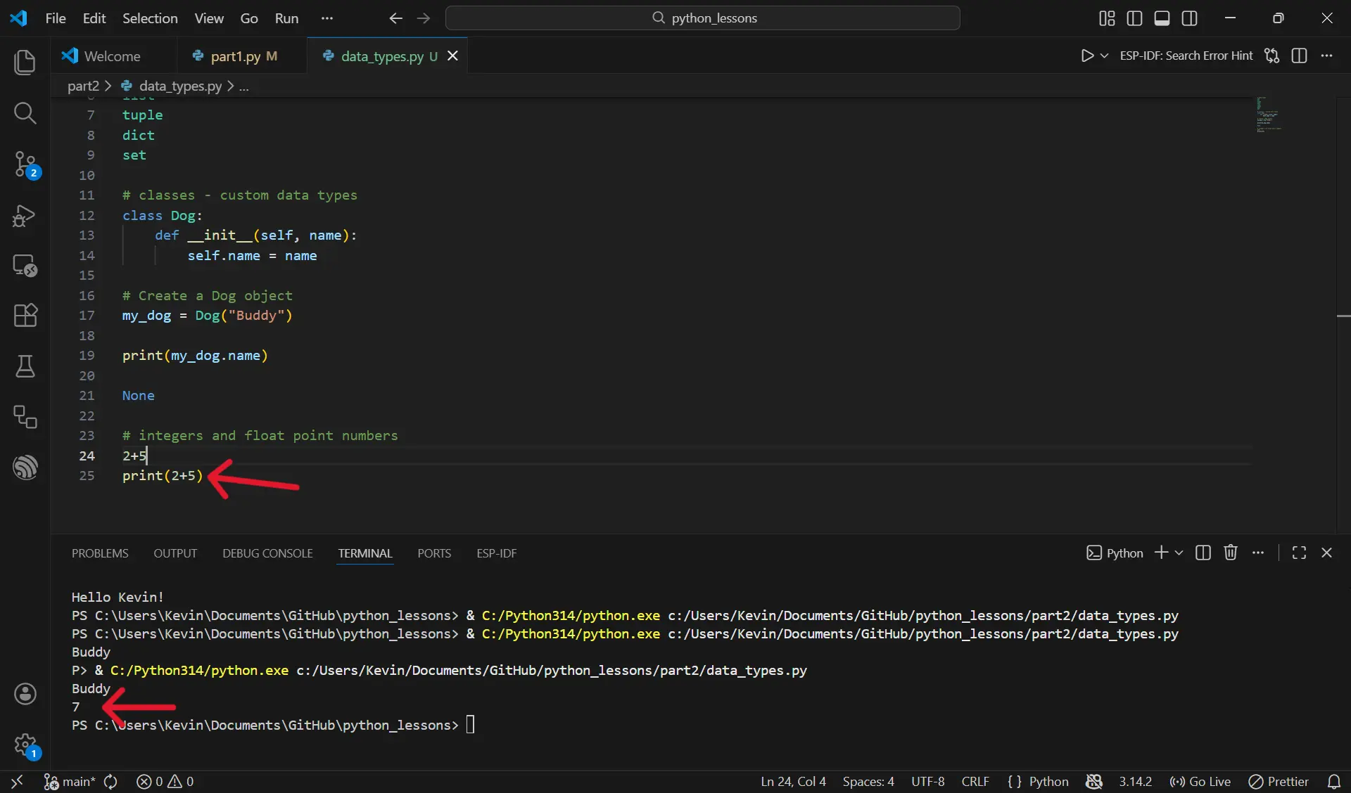 Printing integers to the terminal