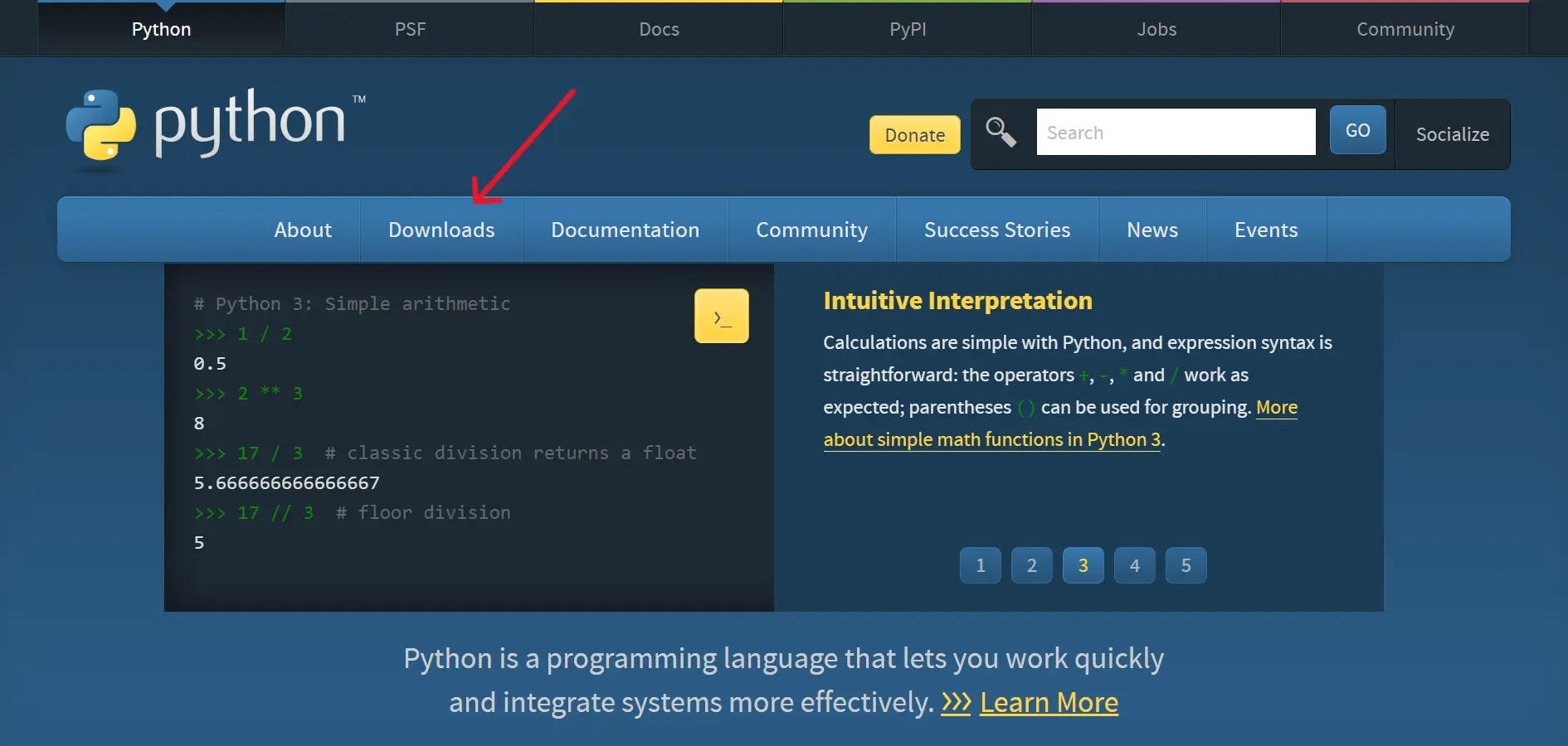 Python download page